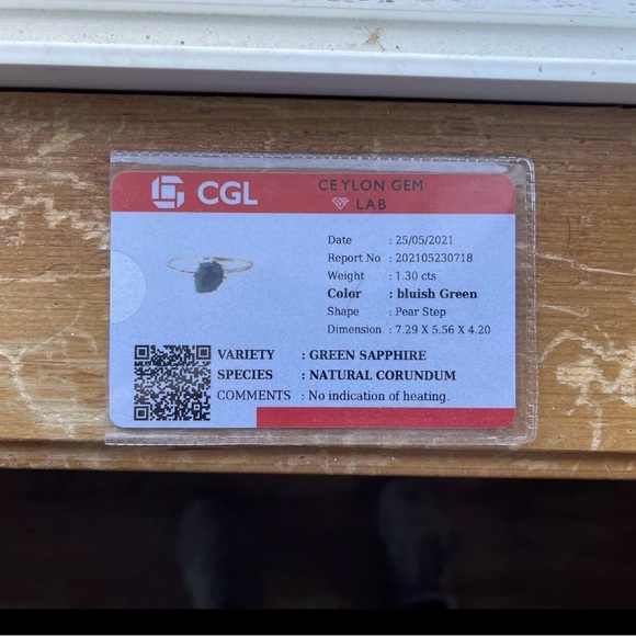 1.30 Carat Teal Sapphire Ring Sterling Silver Setting No Heat Sz 6 - Picture 5 of 6